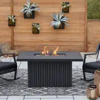 Real Flame Calvin 52" Rectangle Metal Propane Fire Pit Table With Hidden Tank in Black Coral by Real Flame
