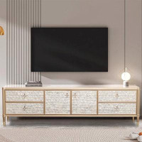 Everly Quinn Yuya room Champagne gold storage TV cabinet