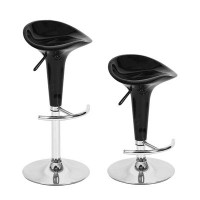 Orren Ellis Set Of 2 Swivel Bar Stools, Adjustable Height Bar Chairs With Metal Footrest - Black