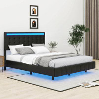 Brayden Studio Christoula Full Size Floating Bed Frame with LED Lights and USB Charging