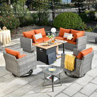 XIZZI Outdoor Sofa With Rocking Chair 9-piece Set