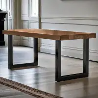 17 Stories 55.12" Brown+Black Solid wood Dining Table