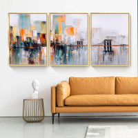 Winston Porter Framed Abstract Modern Wall Art - 3 Piece Set on