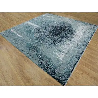 1800GETARUG One-of-a-Kind Hand-Knotted New Age Blue 12'2" Square Area Rug