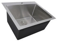 25 x 22 Topmount 1/2 Radius Laundry Sink incl Strainer - The finish is described as a medium luster     top mount