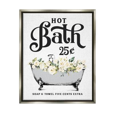 Trinx Trinx Hot Bath Floral Tub Framed Floater Canvas Wall Art Design By Lettered And Lined in Hot Tubs & Pools