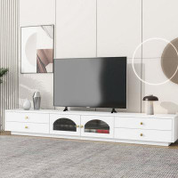 Latitude Run® Luxurious TV Stand with Fluted Glass Doors, Elegant and Functional Media Console