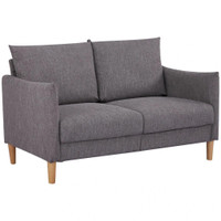 54 LOVESEAT SOFA FOR BEDROOM, MODERN LOVE SEATS FURNITURE, UPHOLSTERED SMALL COUCH FOR SMALL SPACE, DARK GREY