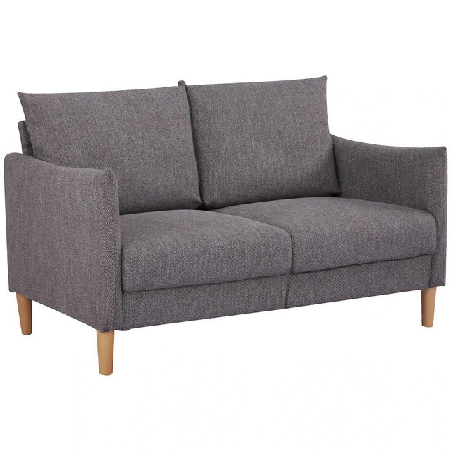 54 LOVESEAT SOFA FOR BEDROOM, MODERN LOVE SEATS FURNITURE, UPHOLSTERED SMALL COUCH FOR SMALL SPACE, DARK GREY in Couches & Futons