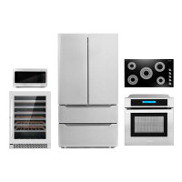 Cosmo 5 Piece Kitchen Package with French Door Refrigerator & 36" Electric Cooktop & Wall Oven