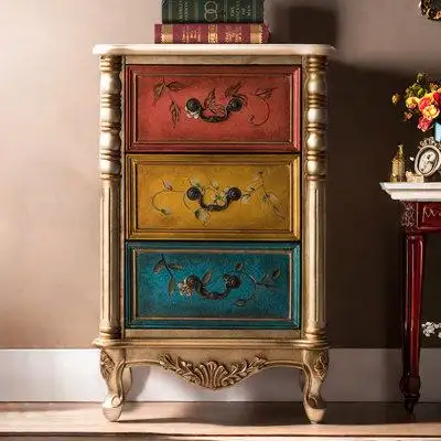 Rosdorf Park Retro painted solid wood drawers accent cabinet