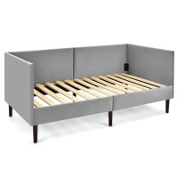 Latitude Run® Latitude Run® Twin Size Daybed Frame, Upholstered Sofa Bed W/sturdy Wooden Slat Support, Guest Bed Frame F