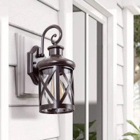 Williston Forge 1-Light Oil-Rubbed Bronze Outdoor Wall Sconce With Clear Glass Shade