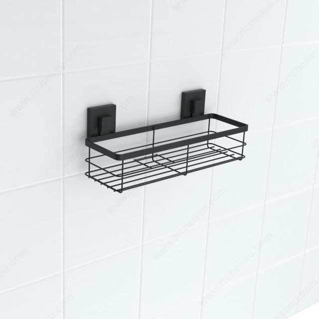 Corner Basket (24x24cm) or Rectangular (34x13cm) with Fusion-Loc Suction Cups in Chrome or Matte Black in Bathwares - Image 3