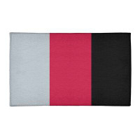 East Urban Home Striped Silver/Red/Black Area Rug