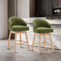 Wildon Home® Retro style, wooden frame, set of two bar stools with footrest and swivel