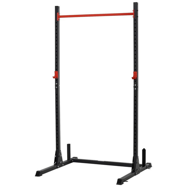ADJUSTABLE BARBELL POWER RACK SQUAT STAND STRENGTH TRAINING FITNESS PULL UP WEIGHT CAGE HOME GYM BLACK in Exercise Equipment