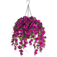 Primrue Artificial Faux Hanging Flowers Plants Baskets , Fake White Silk Long Stems Vines Hibiscus