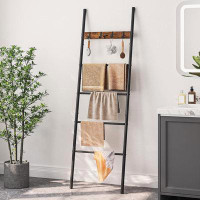 17 Stories 17 Stories Blanket Ladder, Wall-Leaning Towel Rack, 5-Tier Ladder Shelf, Decorative Ladder With 4 Removable H