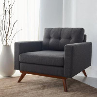 Hokku Designs Daman 37" Wide Tufted Linen Armchair