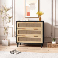 Bay Isle Home™ 3-Drawers Rattan Storage Dresser Cabinet