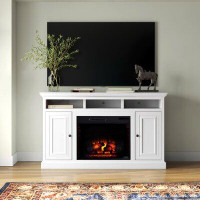 Lark Manor Colomiers Solid Wood TV Stand for TVs up to 70" with Electric Fireplace Included