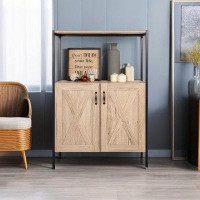 Infinity Rustic Wooden Storage Accent Cabinet with Shelves