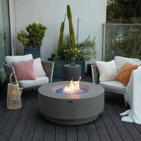 Elementi 16.9" H x 40.9" W Concrete Outdoor Fire Pit Table with Lid