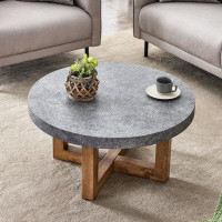 Wrought Studio A Modern Retro Circular Coffee Table With A Diameter Of 31.4 Inches, Made Of MDF Material, Suitable For L