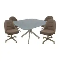 Latitude Run® M-235 Dinette Swivel Metal Caster Chairs - Crackle Glass - Basin Beige - Beige