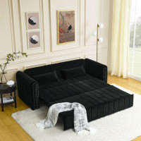 Latitude Run® 3 In 1 Pull-Out Bed Sleeper, Upholstered Lounge Sofa With Two Drawers And Two Pillows