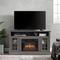Red Barrel Studio Classic TV Media Stand Modern Entertainment Console with 23" Fireplace Insert for TV Up to 65"