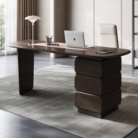 Fit and Touch 78.74" Nut-brown Oval Manufactured Wood desks