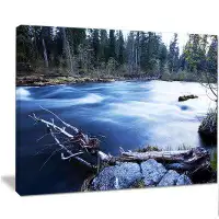Made in Canada - Design Art 'Blue River in Forest at Evening' Photographic Print on Wrapped Canvas