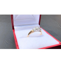 #490 - 14k Yellow Gold, Past Present Future Style Engagement Ring, Size 6 1/4