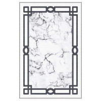 East Urban Home Kostuch Geometric Machine Woven Rectangle 2' x 3'3" Polyester Area Rug in Black/White