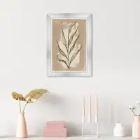 Oliver Gal "Illustrated Leaves", Boho Minimal Plant Rustic Green Framed Wall Art Print For Living Room