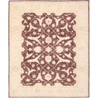 World Menagerie One-of-a-Kind Veasna Hand-Knotted 2010s Ushak Beige/Brown 8'1" x 9'10" Wool Area Rug