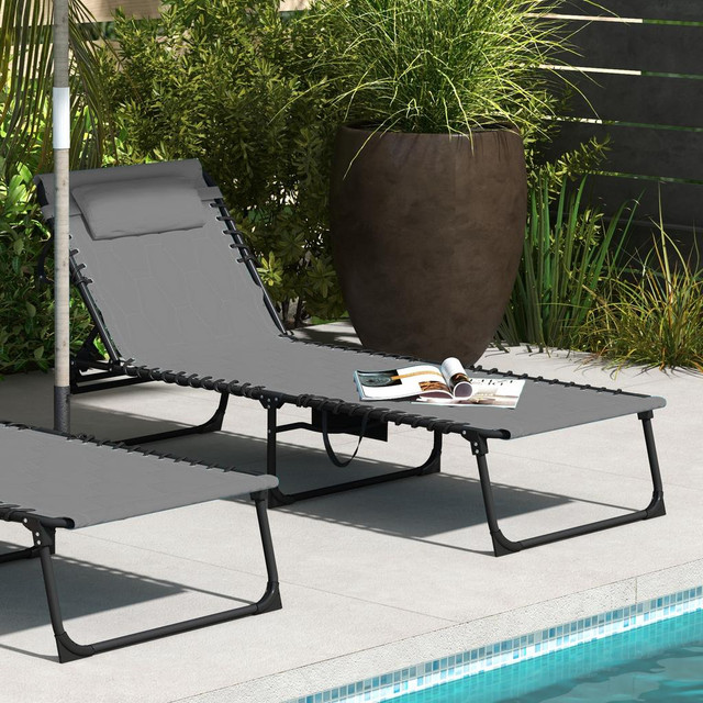 Sun Lounger 74" x 25.6" x 14.2" Grey in Patio & Garden Furniture