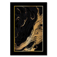 East Urban Home Rectangle Lewiston Abstract Machine Made Power Loom Polyester Area Rug in Black/Gold