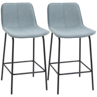 BAR STOOLS SET OF 2, UPHOLSTERED COUNTER HEIGHT BAR CHAIRS, 26 (66 CM) KITCHEN STOOLS