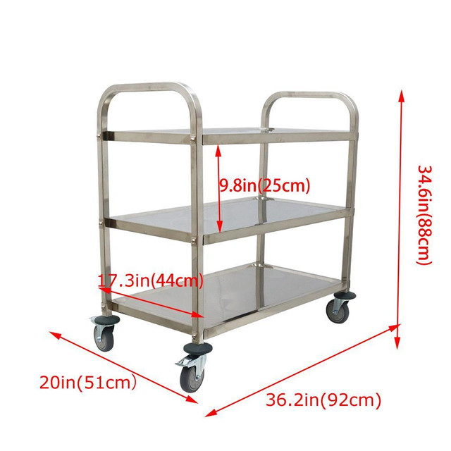 3-Shelf Stainless Steel Kitchen Restaurant Utility Cart Hand Truck (#190020) in Other Business & Industrial in Toronto (GTA) - Image 3