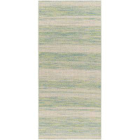Rosecliff Heights Damiani Striped Machine Woven Indoor / Outdoor Area Rug in Green/Cream