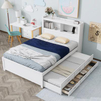 Red Barrel Studio Platform Bed With Trundle, Drawers And USB Plugs