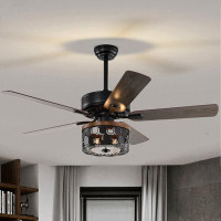 Williston Forge Rustic Retro Style Plywood Ceiling Fan, 52 Inch Ceiling Fan With Remote Control