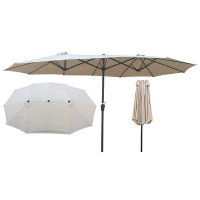 Arlmont & Co. 15Ftx9ftdouble-Sided Patio Umbrella Outdoor Market Table Garden Extra Large Waterproof Twin Umbrellas With