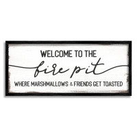 Stupell Industries Welcome Fire Pit Humorous Friends Camping Rustic Sign Art By Daphne Polselli