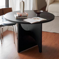 Recon Furniture 62.99"Black round solid wood desk