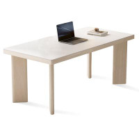 Orren Ellis 47.24" White Rectangular Stone table top+Iron legs desk