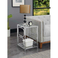 Orren Ellis Gobert 24'' Tall Glass End Table with Storage